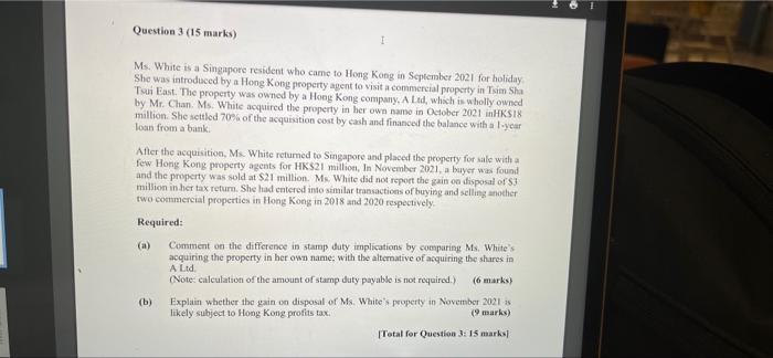 Question 2 30 Marks Mr Au Is The Tax Advisor Of Tech Ltd A Hong Kong Listed Company With Major Business Of Trading I 2