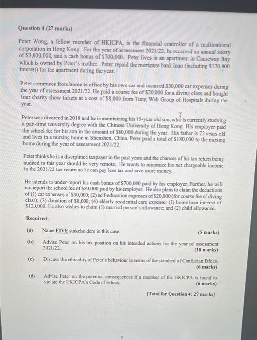 Question 2 30 Marks Mr Au Is The Tax Advisor Of Tech Ltd A Hong Kong Listed Company With Major Business Of Trading I 3