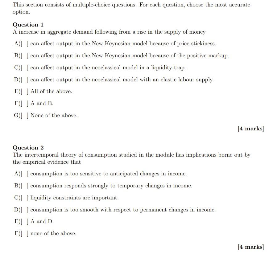 This Section Consists Of Multiple Choice Questions For Each Question Choose The Most Accurate Option Question 1 A Inc 1