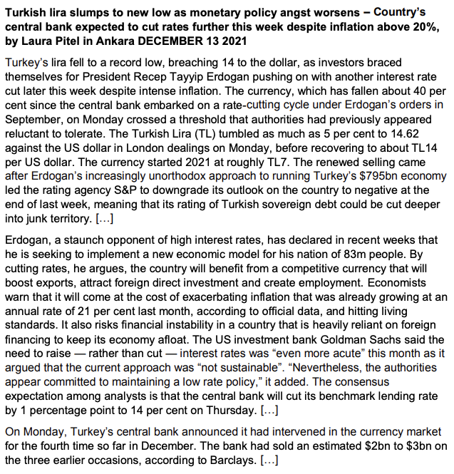 Turkish Lira Slumps To New Low As Monetary Policy Angst Worsens Country S Central Bank Expected To Cut Rates Further T 1