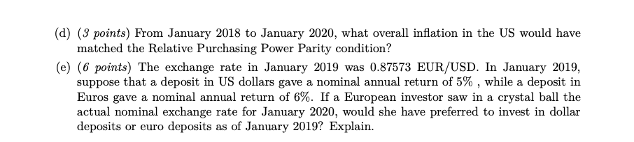 D 3 Points From January 2018 To January 2020 What Overall Inflation In The Us Would Have Matched The Relative Purch 1