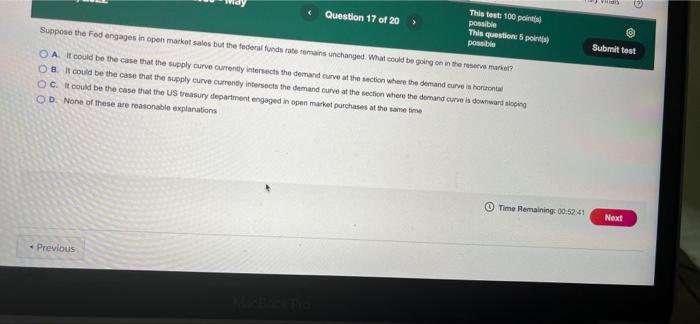 This Test 100 Points Question 17 Of 20 Possible This Question 5 Points Possible Suppose The Fod Engages In Open Marke 1