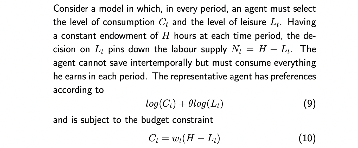 A Consider A Model In Which In Every Period An Agent Must Select The Level Of Consumption Ct And The Level Of Leisure 1