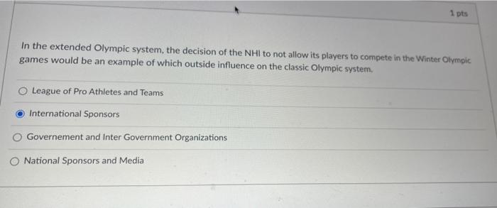 1 Pts In The Extended Olympic System The Decision Of The Nhi To Not Allow Its Players To Compete In The Winter Olympic 1