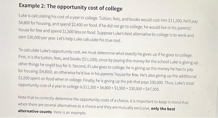 O Questions Homework Answered In Example 2 Suppose Luke Couldn T Live In His Parents House For Free Instead No Matt 2