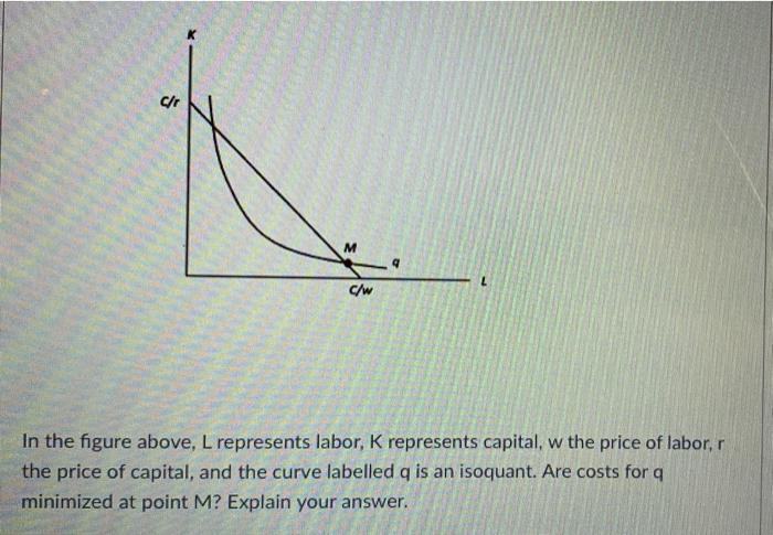 M Cow In The Figure Above L Represents Labor K Represents Capital W The Price Of Labor The Price Of Capital And 1