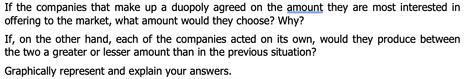 If The Companies That Make Up A Duopoly Agreed On The Amount They Are Most Interested In Offering To The Market What Am 1