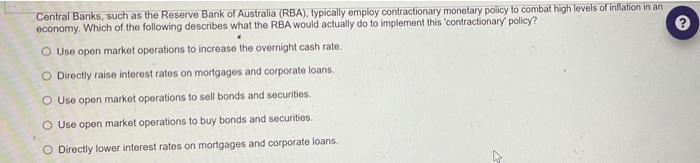 Central Banks Such As The Reserve Bank Of Australia Rba Typically Employ Contractionary Monetary Policy To Combat 1