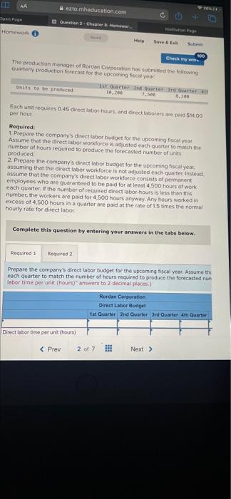 Caa Eztomheducation Com Due Page Do 2 Chapter Home Homework Sale Check 900 The Production Manager Of Rod Corporation Has 1