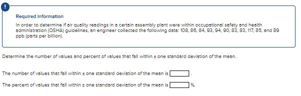 Required Information In Order To Determine If Air Quality Readings In A Certain Assembly Plant Were Within Occupational 1