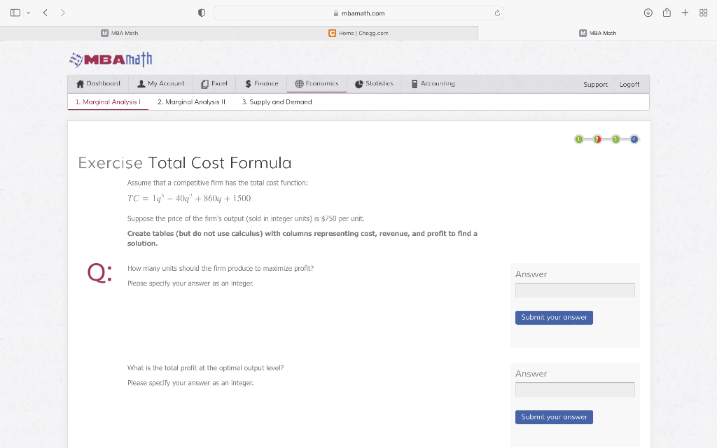 Mbamath Com 88 M Mba Math C Home Chegg Com M Mba Math Mbanath Dashboard My Account Excel S Finance Eronomics Statist 1