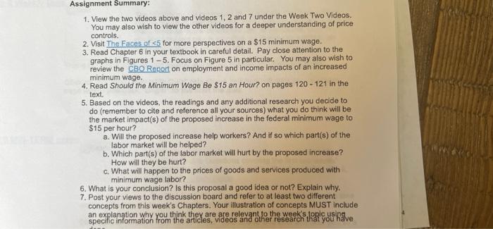 Assignment Summary 1 View The Two Videos Above And Videos 1 2 And 7 Under The Week Two Videos You May Also Wish To Vi 1