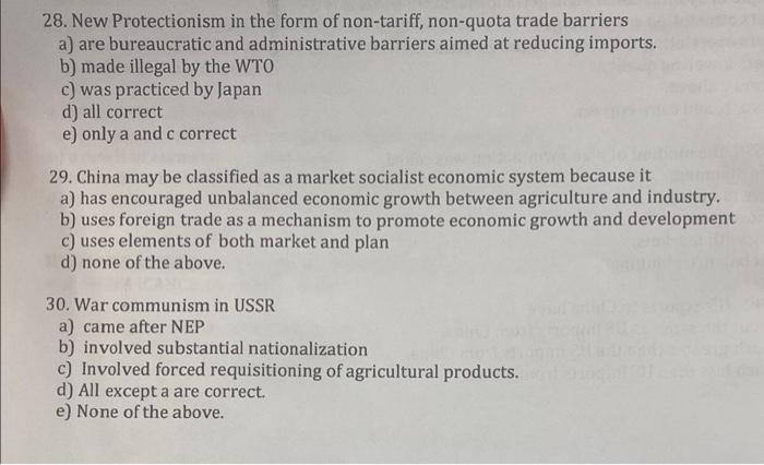 28 New Protectionism In The Form Of Non Tariff Non Quota Trade Barriers A Are Bureaucratic And Administrative Barrier 1