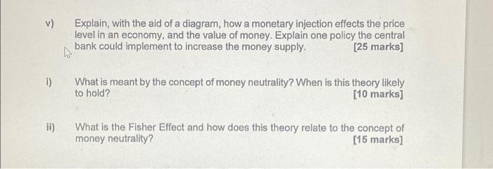 V Explain With The Aid Of A Diagram How A Monetary Injection Effects The Price Level In An Economy And The Value Of 1