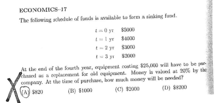 Economics 17 The Following Schedule Of Funds Is Available To Form A Sinking Fund 1 Yr 2 Yr 13 Y T 0 Yr 5000 400 1