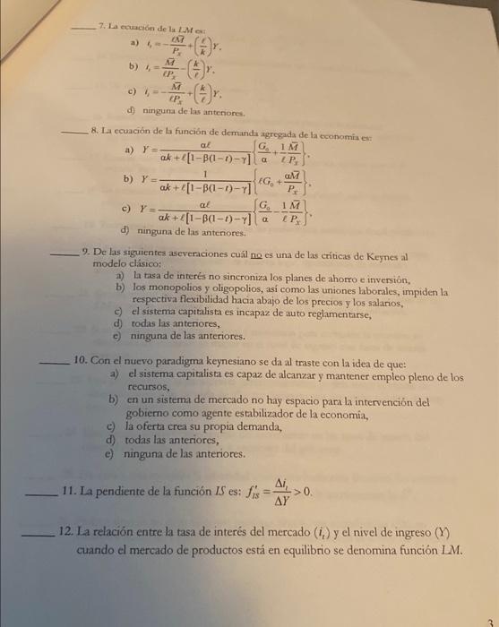 Econ 3022 Dr Matos Diaz Macroeconomia Semestre 2 2009 10 Esamen Lancial 2 Suponga Una Economia Ficticia Que Exhibe Las 3