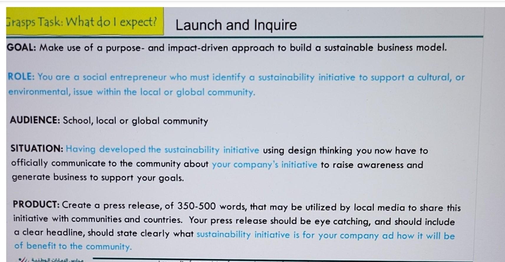 Grasps Task What Do I Expect Launch And Inquire Goal Make Use Of A Purpose And Impact Driven Approach To Build A Sus 1