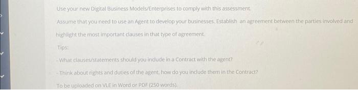 Use Your New Digital Business Models Enterprises To Comply With This Assessment Assume That You Need To Use An Agent To 2