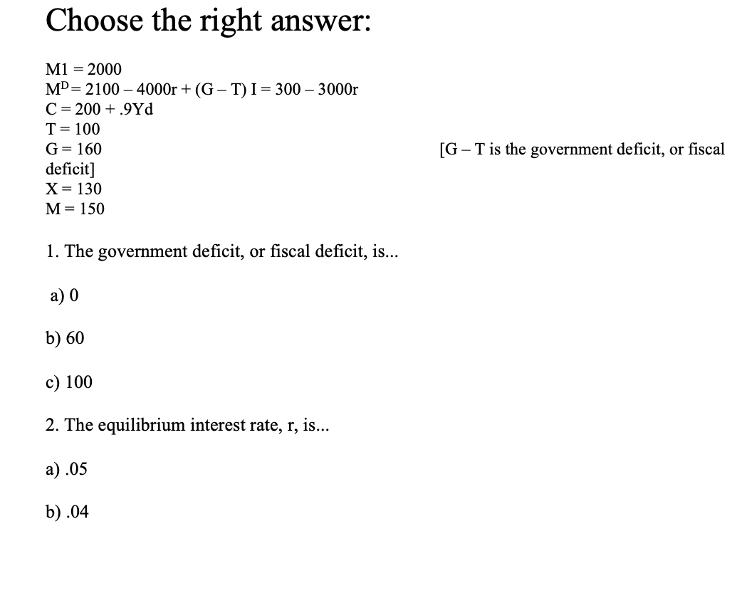Choose The Right Answer M1 2000 Mp 2100 4000r G T I 300 3000r C 200 9yd T 100 G 160 Deficit X 130 1