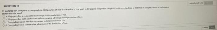 Question 16 In Bangladesh One Person Can Produce 130 Pounds Of No Or 110 Is In One Year In Grote One Con Due Pound 200w 1
