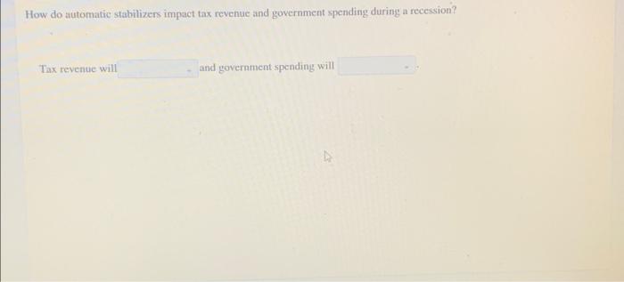 How Do Automatic Stabilizers Impact Tax Revenue And Government Spending During A Recession Tax Revenue Will And Governm 1