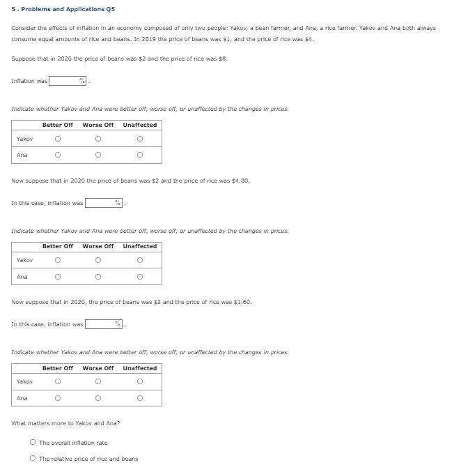 5 Problems And Applications 25 Consider The Effects Of Inflation In An Economy Composed Of Only Two People Yakov A Be 1