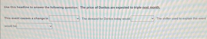 Use This Headline To Answer The Following Question The Price Of Doritos Are Expected To Triple Next Month This Event Ca 1