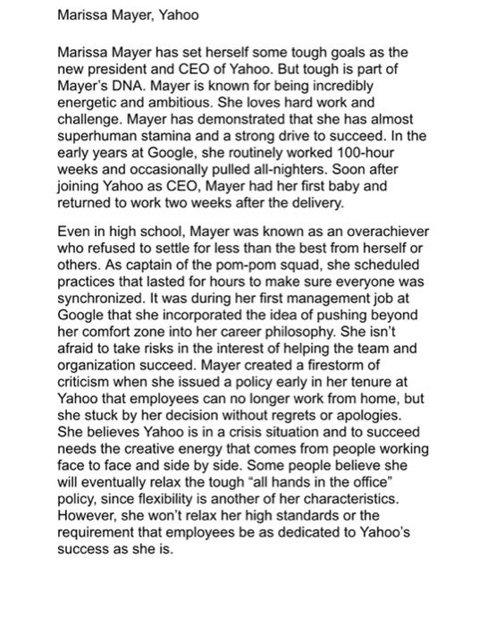 A A What Traits And Behaviours Did Marissa Mayer Have That Made Her A Successful Leader B What Decision S Did Mariss 2