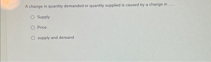 A Change In Quantity Demanded Or Quantity Supplied Is Caused By A Change In Supply Price O Supply And Demand 1