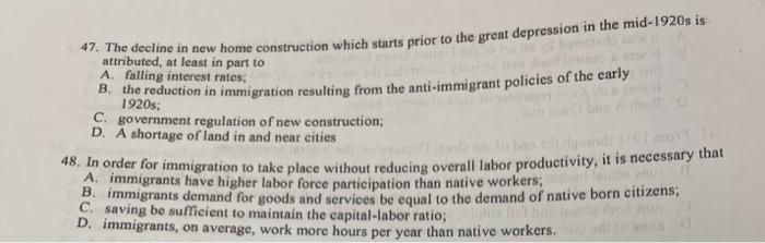 7 The Decline In New Home Construction Which Starts Prior To The Great Depression In The Mid 1920s Is Attributed At I 1
