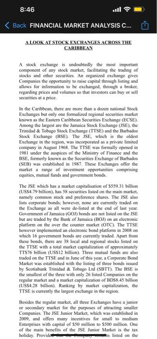 8 46 Back Financial Market Analysis C 6 A Look At Stock Exchanges Across The Caribbean A Stock Exchange Is Undoubte 1