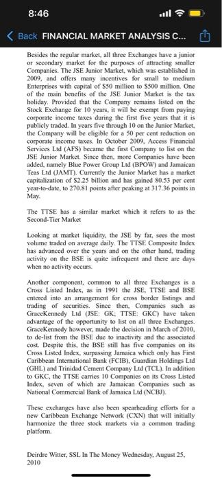 8 46 Back Financial Market Analysis C 6 A Look At Stock Exchanges Across The Caribbean A Stock Exchange Is Undoubte 2