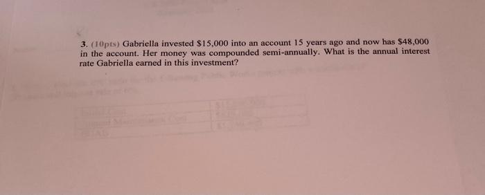 3 10pts Gabriella Invested 15 000 Into An Account 15 Years Ago And Now Has 48 000 In The Account Her Money Was Com 1