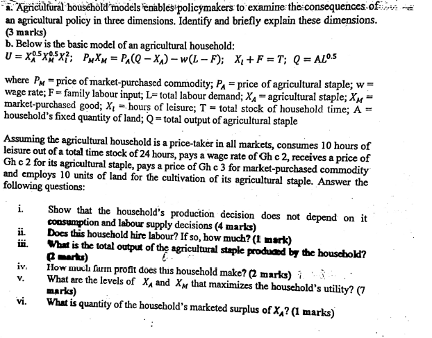 A Agricultural Household Models Fenables Policymakers To Examine The Consequences Of An Agricultural Policy In Three Di 1