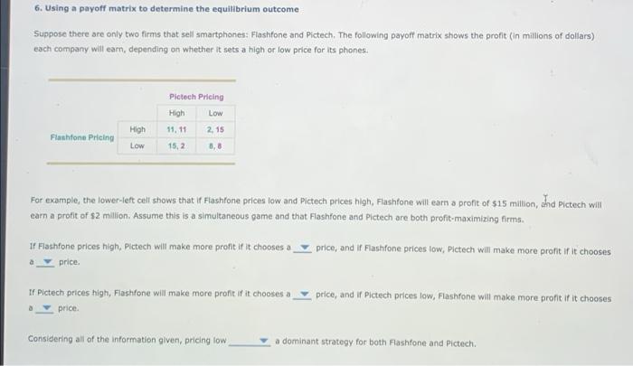 6 Using A Payoff Matrix To Determine The Equilibrium Outcome Suppose There Are Only Two Firms That Sell Smartphones Fl 1