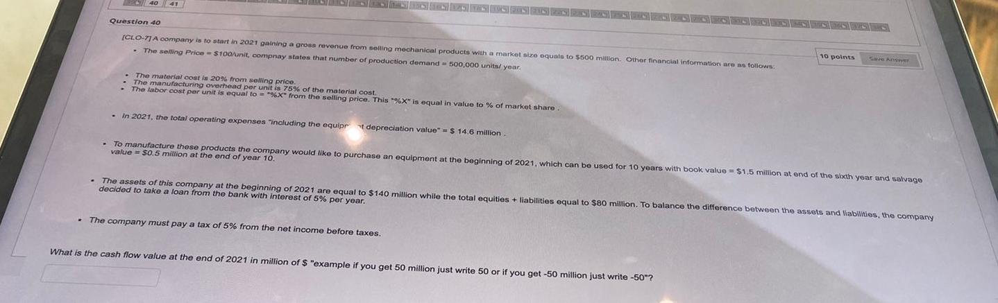 4041 Question 40 Iclo 77 A Company Is To Start In 2021 Gaining A Gross Revenue From Selling Mechanical Products With A M 1