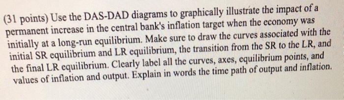 31 Points Use The Das Dad Diagrams To Graphically Illustrate The Impact Of A Permanent Increase In The Central Bank S 1