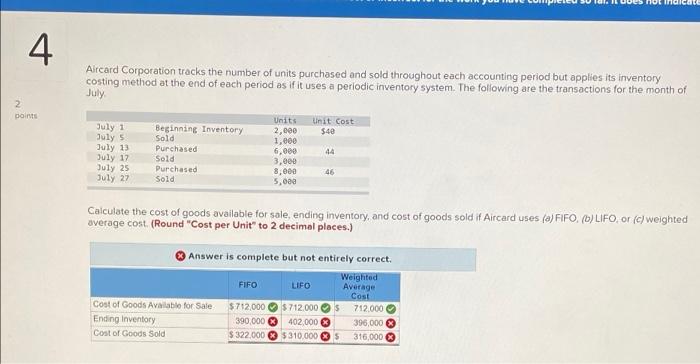 Norina 4 Aircard Corporation Tracks The Number Of Units Purchased And Sold Throughout Each Accounting Period But Applies 1