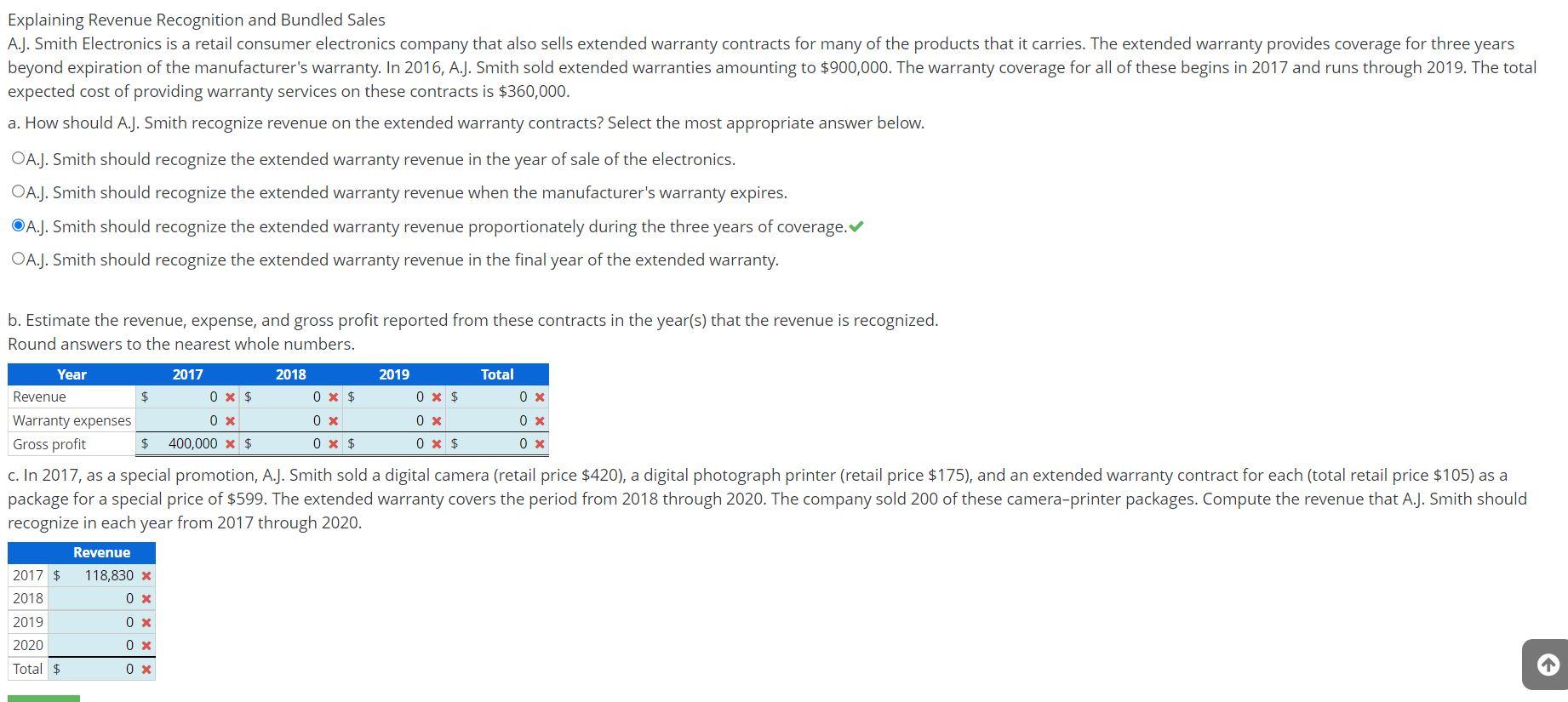 Explaining Revenue Recognition And Bundled Sales A J Smith Electronics Is A Retail Consumer Electronics Company That Al 1
