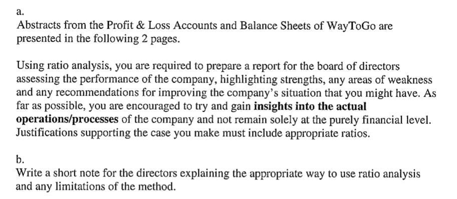 A Abstracts From The Profit Loss Accounts And Balance Sheets Of Way Togo Are Presented In The Following 2 Pages Usin 1
