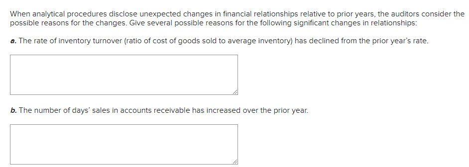 When Analytical Procedures Disclose Unexpected Changes In Financial Relationships Relative To Prior Years The Auditors 1