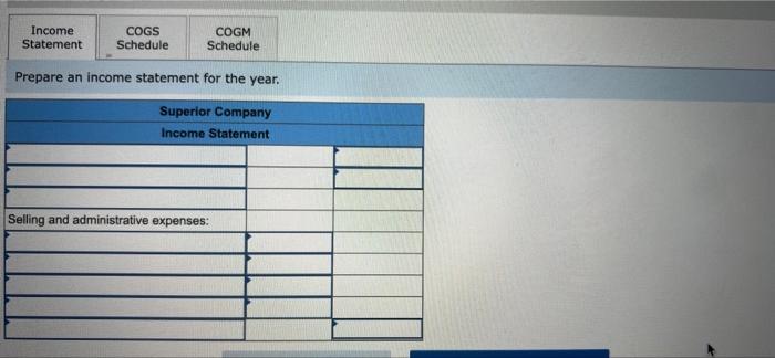 Superior Company Provided The Following Data For The Year Ended December 31 All Raw Materials Are Used In Production As 2