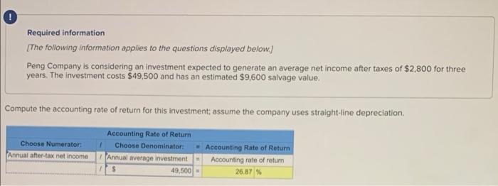 Required Information The Following Information Applies To The Questions Displayed Below Peng Company Is Considering An 1