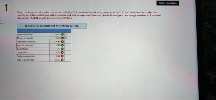 Return To Question Using The Financial Information Presented In Exhib 3 1 Calculate The Following Ratios For Fiscal 201 1