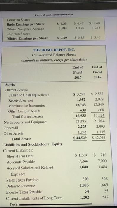 Return To Question Using The Financial Information Presented In Exhib 3 1 Calculate The Following Ratios For Fiscal 201 3