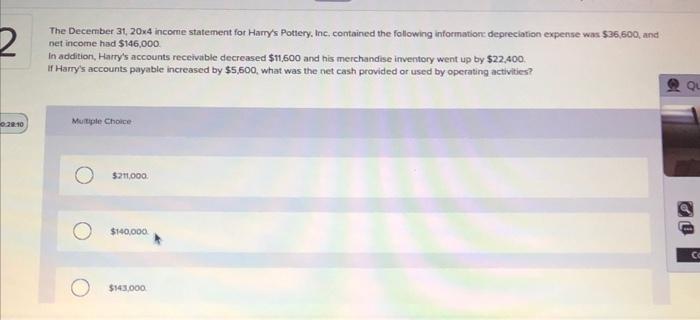 2 The December 31 20x4 Income Statement For Harry S Pottery Inc Contained The Following Information Depreciation Expe 1