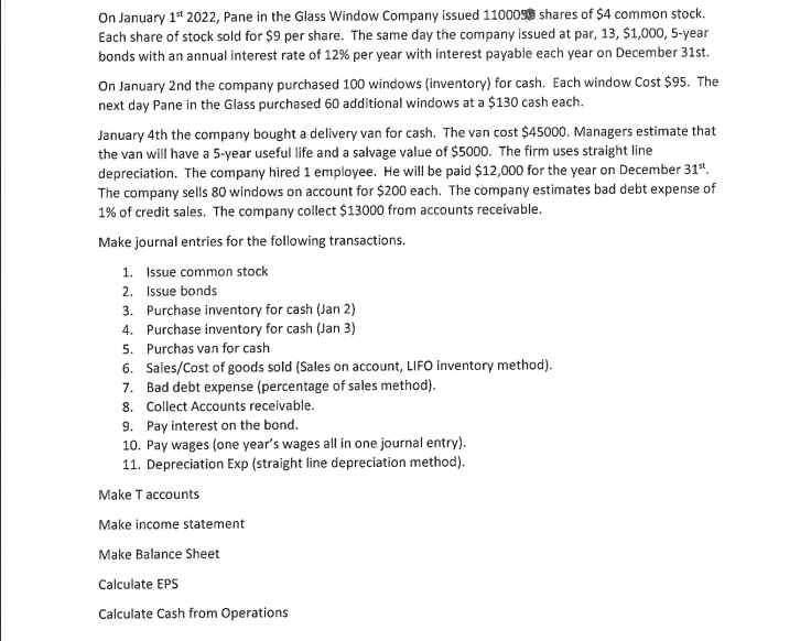 On January 18 2022 Pane In The Glass Window Company Issued 1100090 Shares Of 4 Common Stock Each Share Of Stock Sold 1