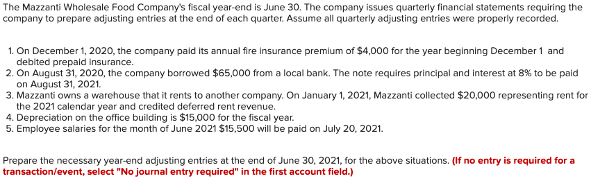 The Mazzanti Wholesale Food Company S Fiscal Year End Is June 30 The Company Issues Quarterly Financial Statements Requ 1