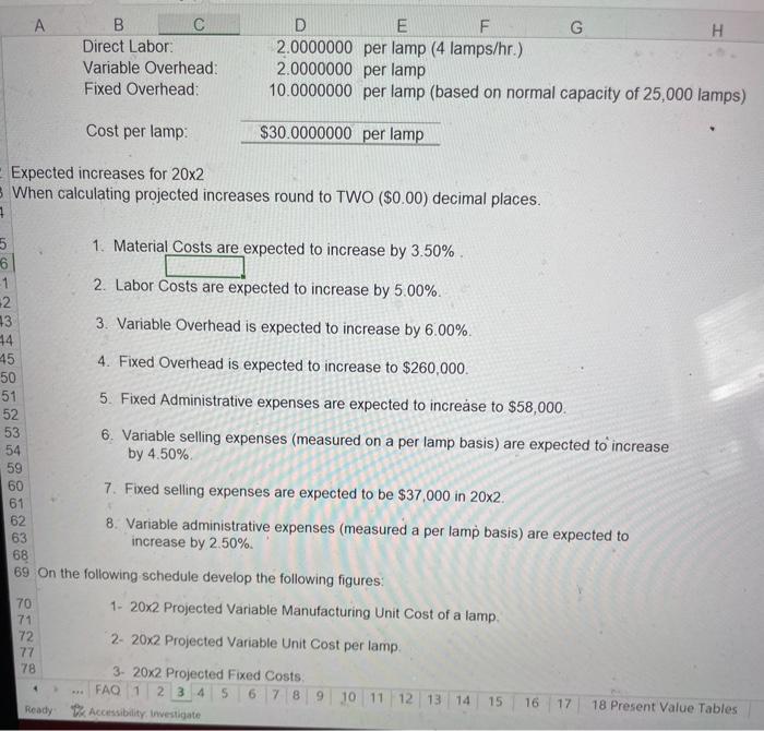 5 The Projected Cost Of A Lamp Is Calculated Based Upon The Projected Increases Or Decreases To Current Costs The Prese 2