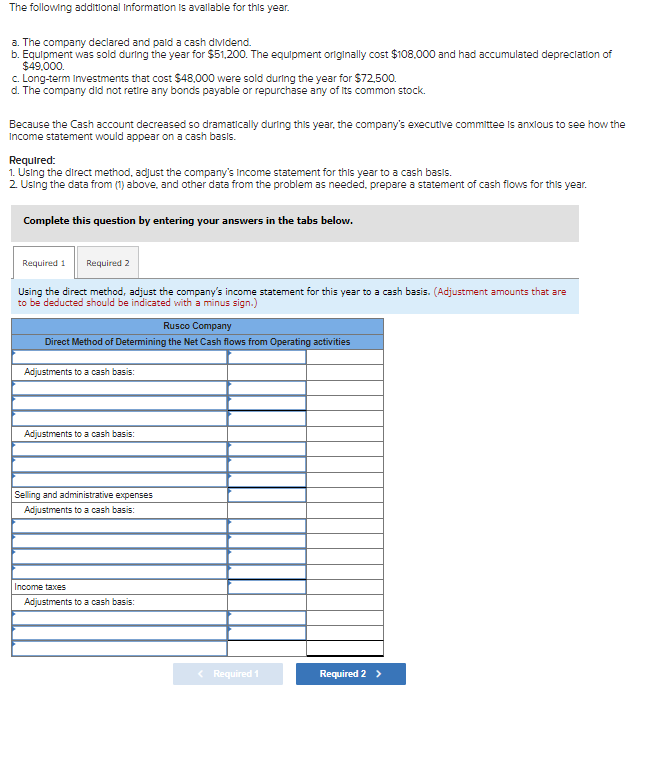 Problem 13a 5 Algo Prepare And Interpret A Statement Of Cash Flows Lo13 1 Lo13 4 Mary Walker President Of Rusco Co 2